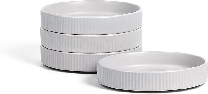 Stone Lain Haven Modern Stoneware 4 Piece Pasta Bowls Sets, Dish Set for 4, Reactive Glaze Grey