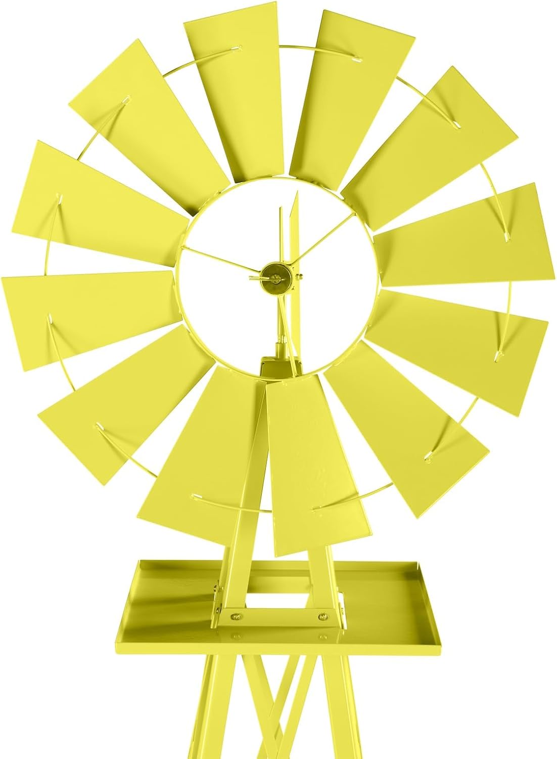 8FT Windmill for Yard Garden Decoration with Weather Vanes,Heavy Duty Outdoor Wind Mills, Large Metal Outdoor Windmill,Weather Resistant,Yellow