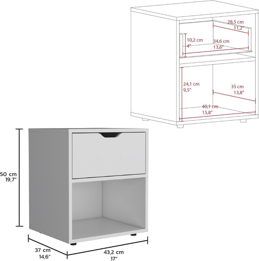 19.7-Inch High Nightstand End Table with Open Shelf ,for Small Spaces