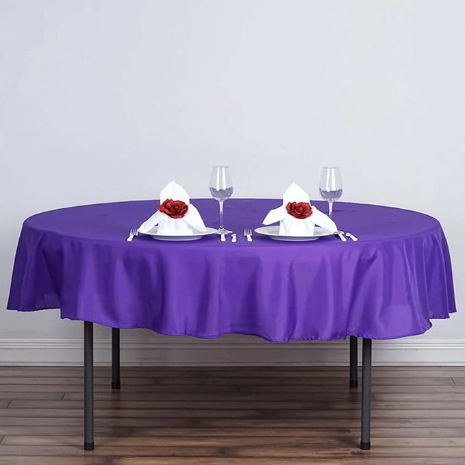 Efavormart Round Tablecloth, 90 Inch Stain & Wrinkle Resistant Washable Table Cloth, Decorative Polyester Fabric Table Cover for Banquet, Wedding, Dining- Purple