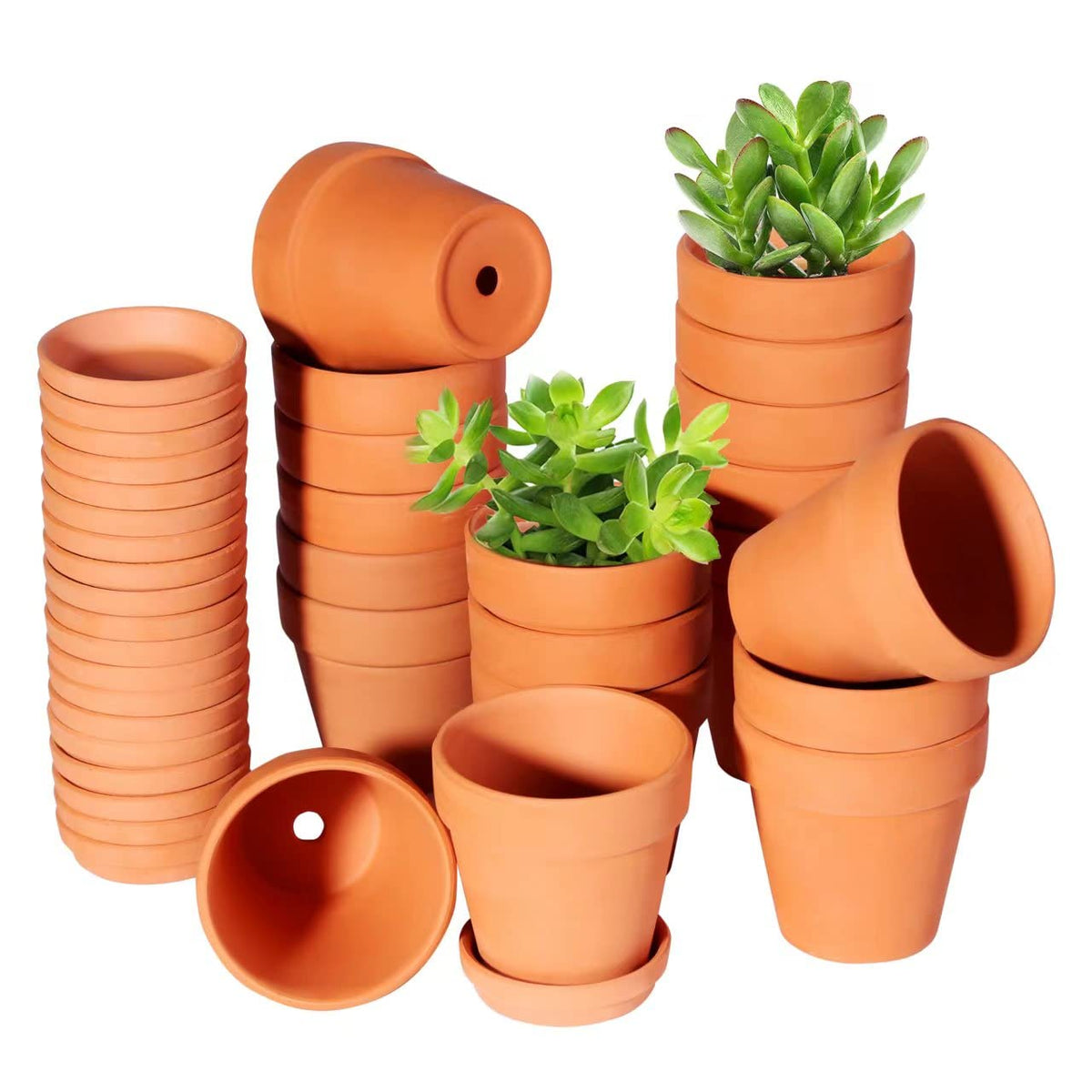 TKSCUSR 3 Inch Terracotta Pots with Saucer-20 Pack,Cactus Terra Cotta Flower Pot with Drainage,Succulent Nursery Clay Pots Great for Plants,DIY Crafts, Wedding Favor