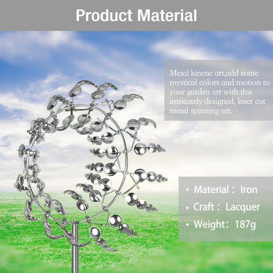 Wind Spinner,3D Patio and Garden Decor Outdoor Art Outside Decorations,Lawn Art Kinetic Windmill Craft Decorative Gift Women Mom Grandma Wife (Silver)