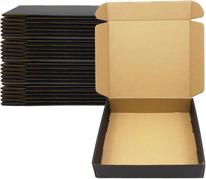 24 Pack 9x8x2 Inches Black Shipping Boxes,3 Layers Corrugated Cardboard Box, Black Mailer Boxes for Packaging Small Business Mailing Gifts Giving Products Wrap Boxes (9''x8''x2'')