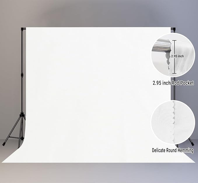White Large Screen Backdrop for Photography 10x10FT Zoom Meeting, Game Live Steaming and Photo Studio Shooting Props