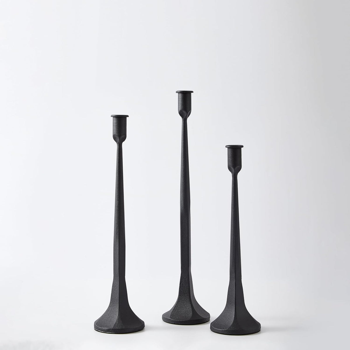 Denique Iron Taper Candle Holder Set of 3, Black Candlestick Holders Decorative Candle Stand, Tapered Candle Holders Tall Set for Wedding, Dining Table, Home Decoration (Black)
