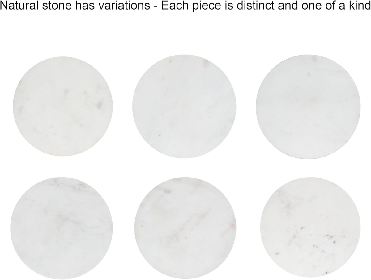 Kate and Laurel Squires Modern Marble Round Side Table, 16 x 16 x 24, White Marble and Dark Brown, Marble Top Circle End Table for Use as a Bedroom Nightstand or Living Room Plant Stand Option