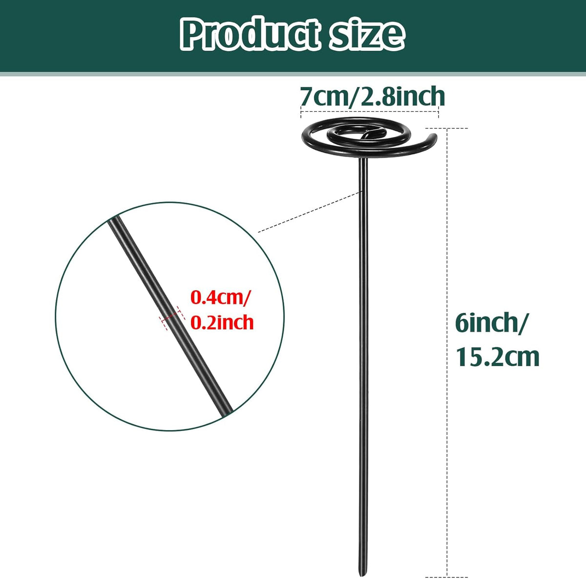 Ferraycle 100 Pcs Landscape Fabric Pins Circle Top Galvanized Landscape Spikes Garden Stakes Spikes Pins for Securing Weed Barrier Sod Fabric Netting Ground Sheets and Fleece (6 Inches)