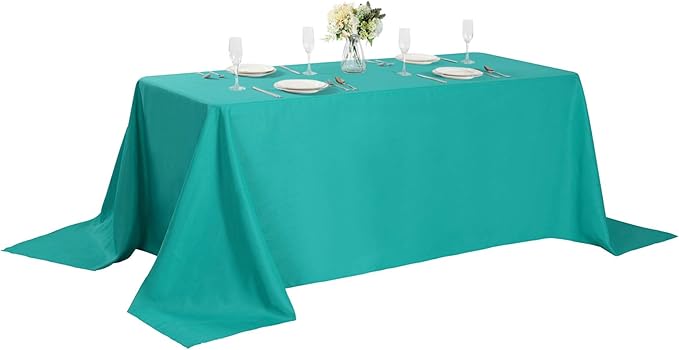 Rectangle Tablecloth 90x156 inch Washable Polyester Fabric Table Cloth for Wedding Party Dining Banquet Decoration(90x156, Turquoise)