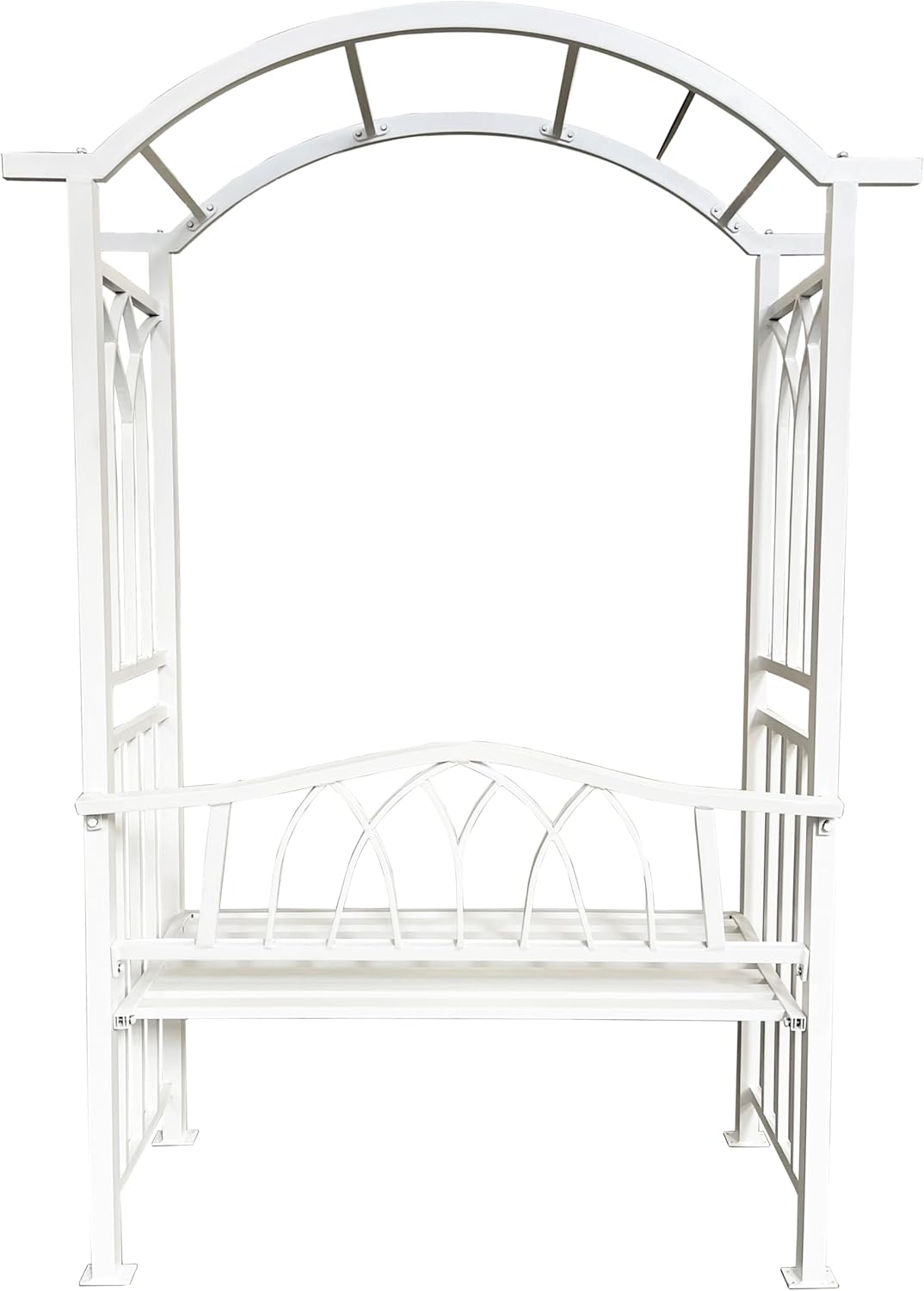 White Aluminum Garden Arbor Arch with 2-Seater Bench