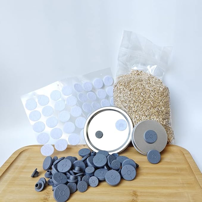 100PCS Self Healing Injection Ports and 120PCS Synthetic Filter Stickers Mushroom Growing Supplies(13mm for Ports &20mm for Stickers )