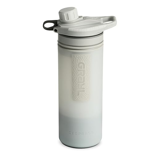 GRAYL GeoPress 24 oz Water Purifier Bottle - Filter for Hiking, Camping, Survival, Travel (Peak White)