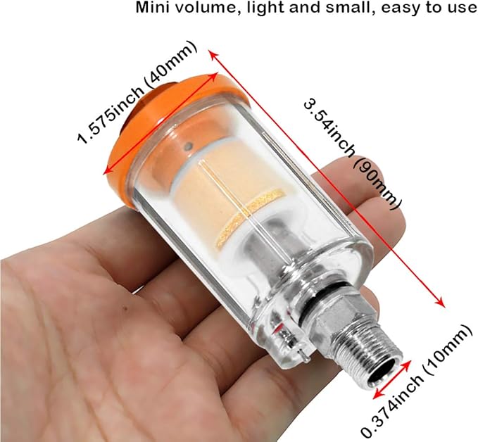 beduan Water Oil Separator Filter, 1/4" NPT Male and Female Thread Spray Gun Filters Air Compressor Fitting Compressed Orange(Pack of 2)