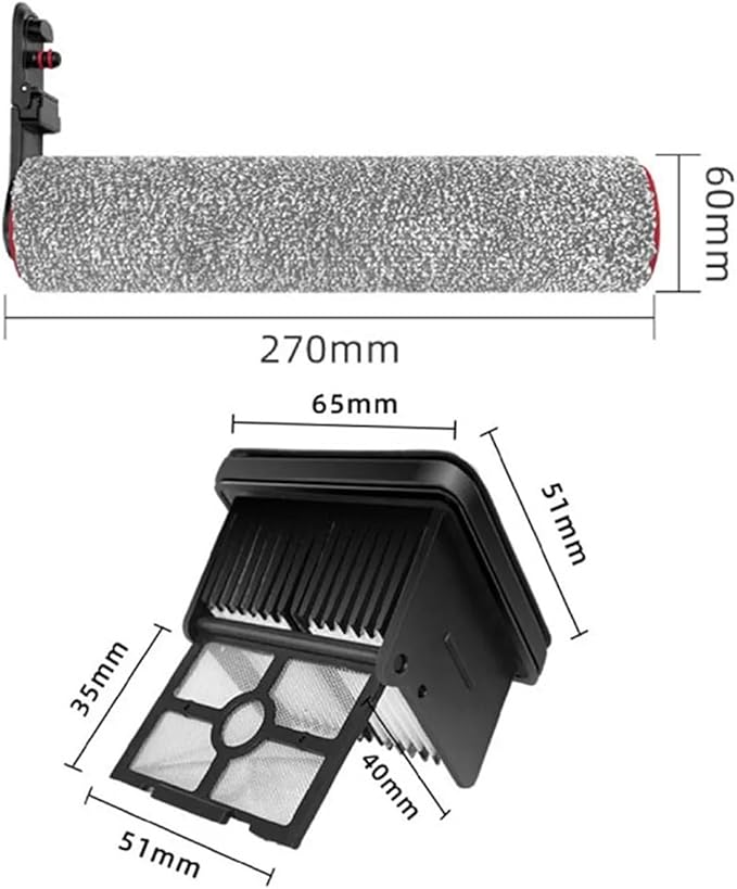Main Roller Brushes Filter,Compatible For Dreame, H40 Ultra/H40 Pro Wet Dry Vacuum Cleaner Floor Scrubber Parts(B)