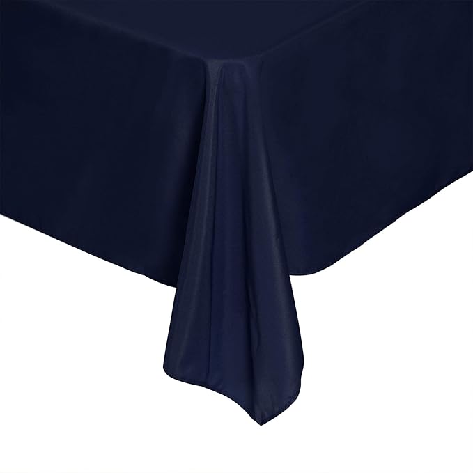 Rectangle Tablecloth 90x132 inch Washable Polyester Fabric Table Cloth for Wedding Party Dining Banquet Decoration(90x132, Navy)