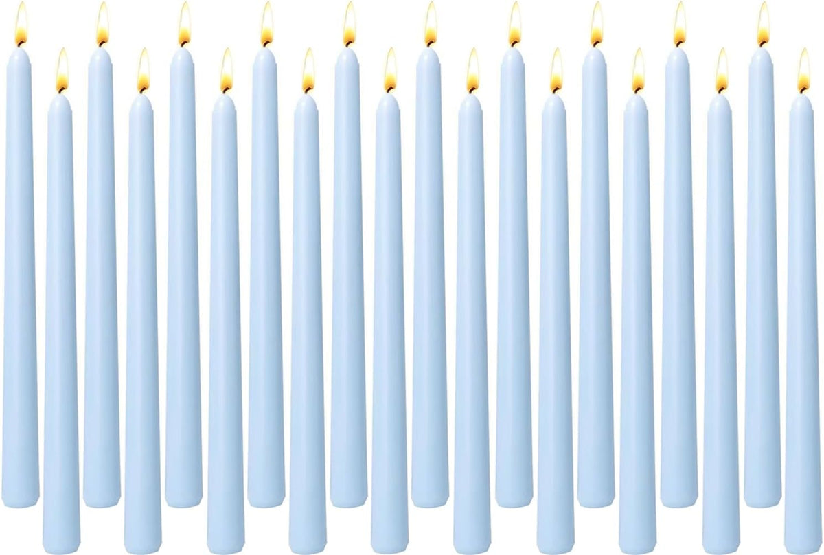 20-Pack Ice Blue Taper Candles Unscented, 10 Inch Tall Dinner Table Candles for Winter Wedding Centerpieces, Bulk Candlesticks Smokeless Dripless, Cool Blue Decorative Candle for Home Decor