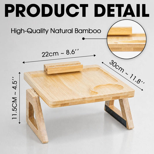 Wrappiness Custom Engraved Couch Arm Table for Dad, Wood Sofa Arm Rest Tables with 360° Phone Holder, Portable Sofa Armrest Tray for Drink Snacks, Gift for Fathers Day (Best Dad Ever)