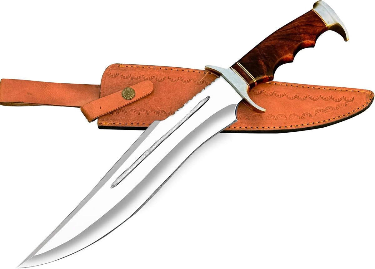17 Inch D2 Large Bowie Knife with Sheath, Fixed Blade Hunting Knife, used for Bushcraft, Outdoor, and as a Camping Knife - Survival knife
