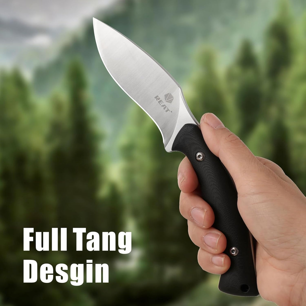REAT Fixed Blade Knife with Kydex Sheath, 4" D2 Steel Blade with Full Tang Desgin,Ergonomic G10 Handle, EDC Knife for Hunting,Camping,Survival,Gift for Men,Christmas Stocking Stuffers