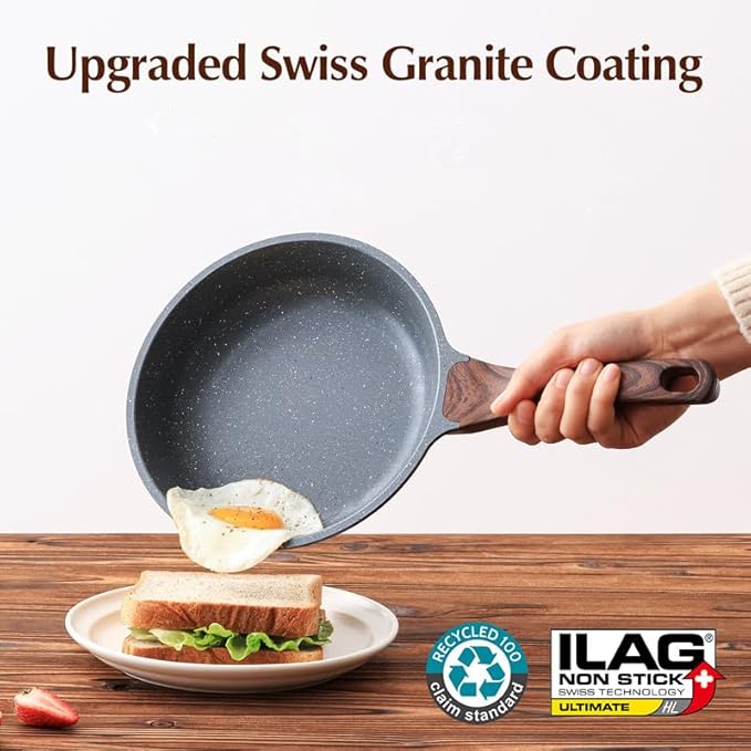 SENSARTE Nonstick Frying Pan Skillet with Lid, Omelet Pan with Cover, Healthy Cooking Chef's Pan, Kitchen non stick Pan, Free of Intentionally Added PFOA (10inch + Glass Lid)