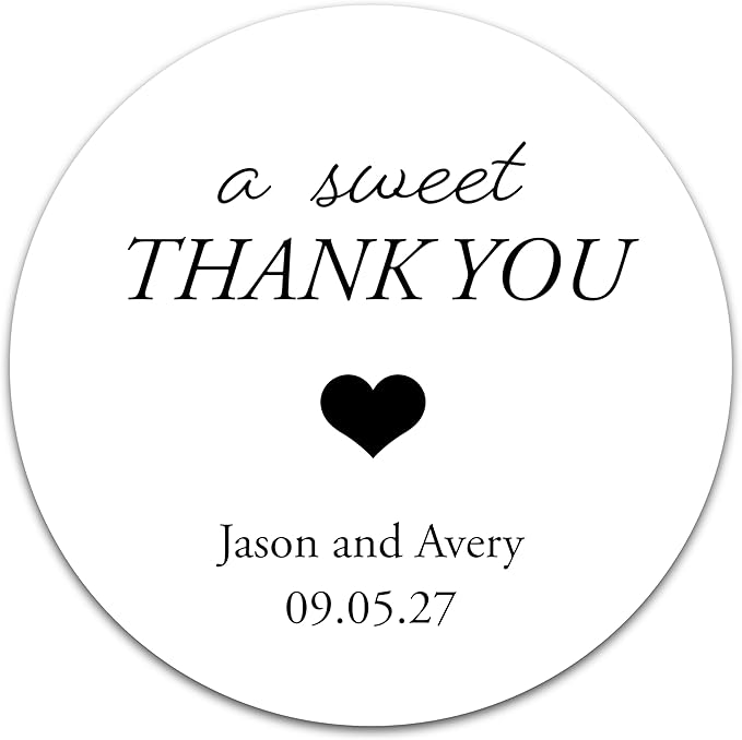 Personalized Wedding Stickers - Custom Wedding Envelope Seals for Invitations, Thank You Cards, and Save The Date (50-1000 Stickers) (Sweet Thank You)