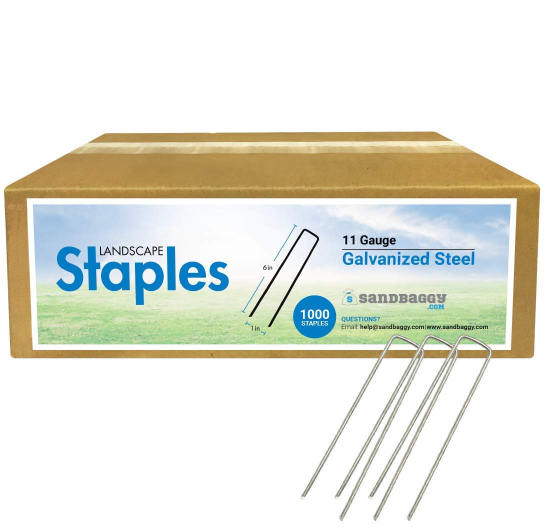 Sandbaggy Galvanized Anchor Pin Landscape Staples - 1000 Pack 6 Inch Length - Trusted by Farmers & Contractors Across The USA