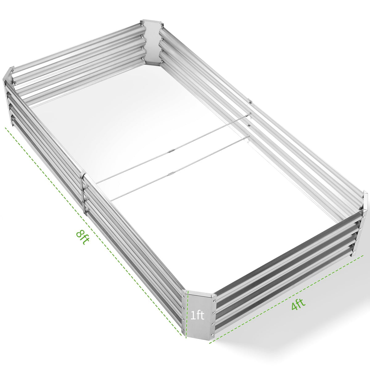 Land Guard 3 Pack 8×4×1ft Galvanized Metal Raised Garden Bed, Metal Planter Kit Box Outdoor for Deep-Rooted Vegetables, Flowers, Green and Herbs, Silver