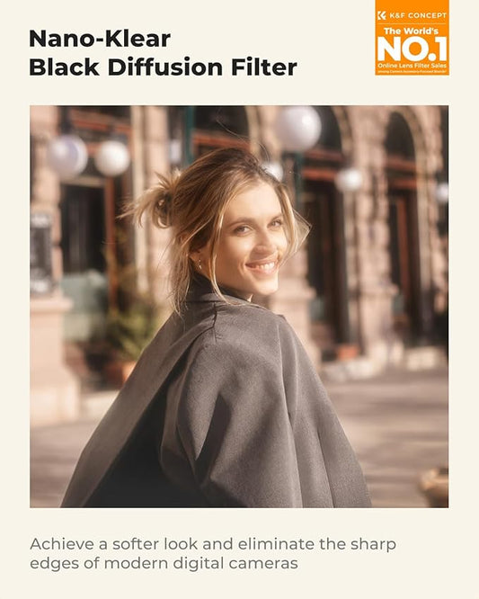 K&F CONCEPT 72mm Black Diffusion 1/2 Filter Mist Cinematic Effect Filter with 18 Multi-Layer Coatings for Video/Vlog/Portrait Photography (K-Series)