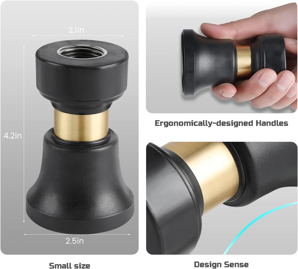 Hose Nozzle, Lichamp 2 Pack Heavy Duty Brass Fireman Style High Power Leak Proof Adjustable Garden Water Sprayer, Suitable for Car Wash, Patio Cleaning, Watering Lawn and Garden, Shower Pets (Black)