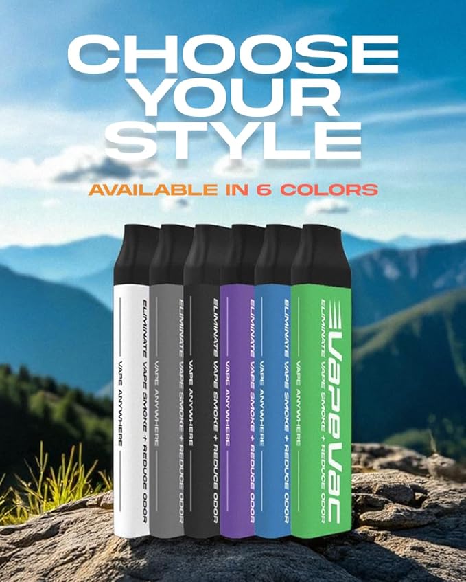 VapeVac (Registered AMZ Brand) – Pocket-Sized Personal Air Filter for Discreet Output Reduction | Minimizes Odor, Keeps Air Fresh | Not an Emission Device – 500+ Uses (Gray)