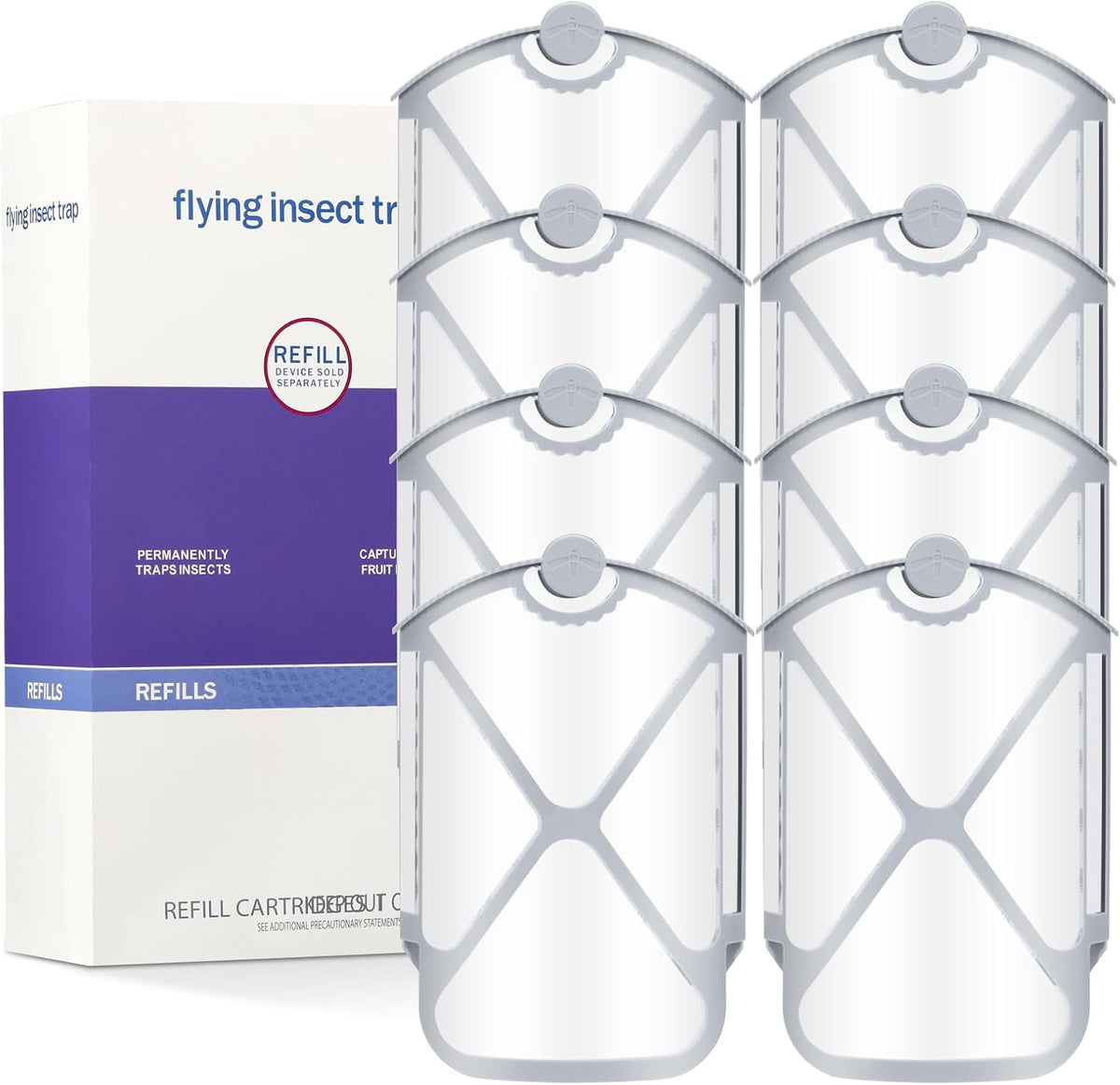 Flying Insect Trap Refills & 8 Cartridges, Compatible with ZEVOM364A Refill (8 Cartridges)