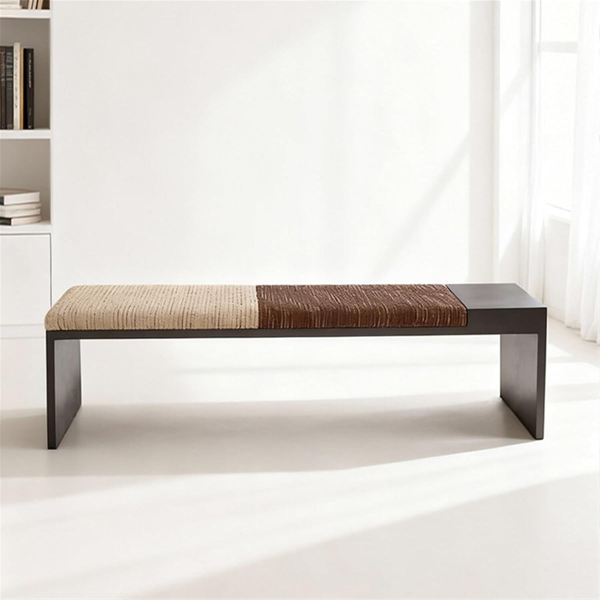 Modern Fabric Bench for Office Area Casual Dressing Room Bedroom Wooden Bed end Entryway(Large)
