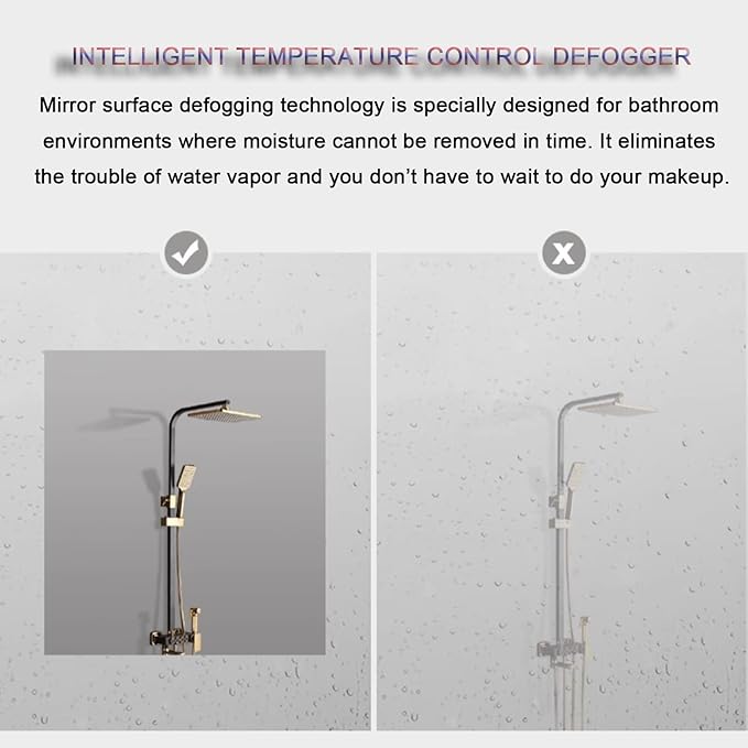 Bathroom Mirror with LED Lights,Smart Illuminated LED Bathroom Mirror,Energy-Saving LED Smart Mirrors,LED Mirror for Bathroom,with Demister Pad and Smart Touch Switch(H60*W80cm/H23.6*W31.5IN)