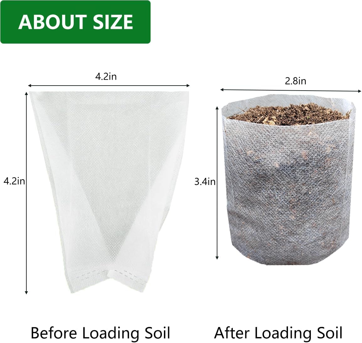 Belit 200Pcs Nursery Growing Bags,Non-Woven Fabric Seedlings Grow Bag for High Seedling Survival Rate,Plant Bags for Planting,Garden Seed Starters Pouch Small(4.2"x4.2")