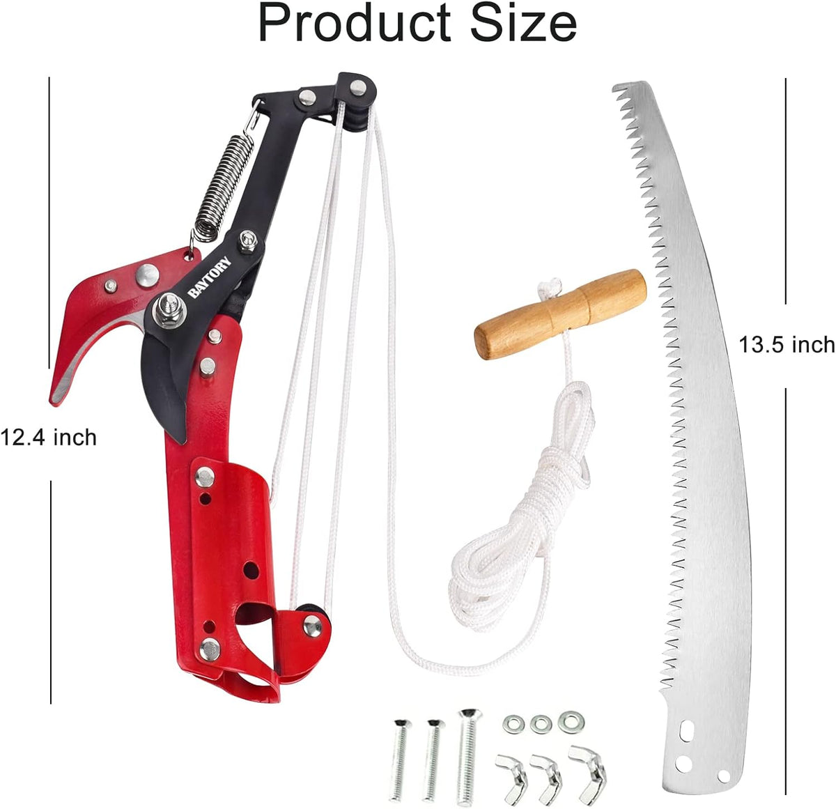 BAYTORY Extendable Tree Pruner Saw Head Without Pole, High-Altitude Branches Trimmer Pruning Shears, Harvester Clipper for Plant Twig Vine, Labor-saving 3 Wheels Garden Trimming Tool