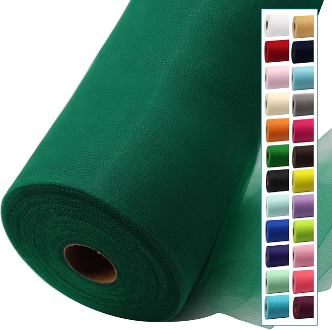 Hunter Green Tulle Fabric Rolls 54 Inch by 40 Yards Tulle Bolt Spool for Wedding Decorations DIY Tutu Baby Shower Table Skirt Ceiling Decor Birthday Party Craft Supplies