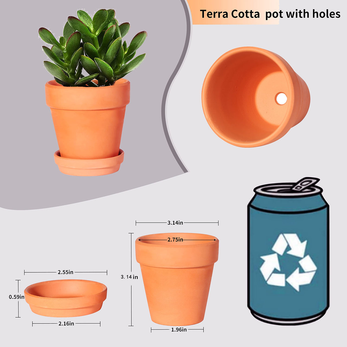 TKSCUSR 3 Inch Terracotta Pots with Saucer-20 Pack,Cactus Terra Cotta Flower Pot with Drainage,Succulent Nursery Clay Pots Great for Plants,DIY Crafts, Wedding Favor