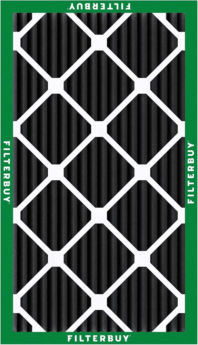 Filterbuy 12x25x1 Air Filter MERV 10 Odor & Allergy Defense with Activated Carbon (3-Pack), Electrostatic Pleated HVAC AC Furnace Filters Replacement, Made in USA (Actual Size: 11.75 x 24.75 x 0.75)