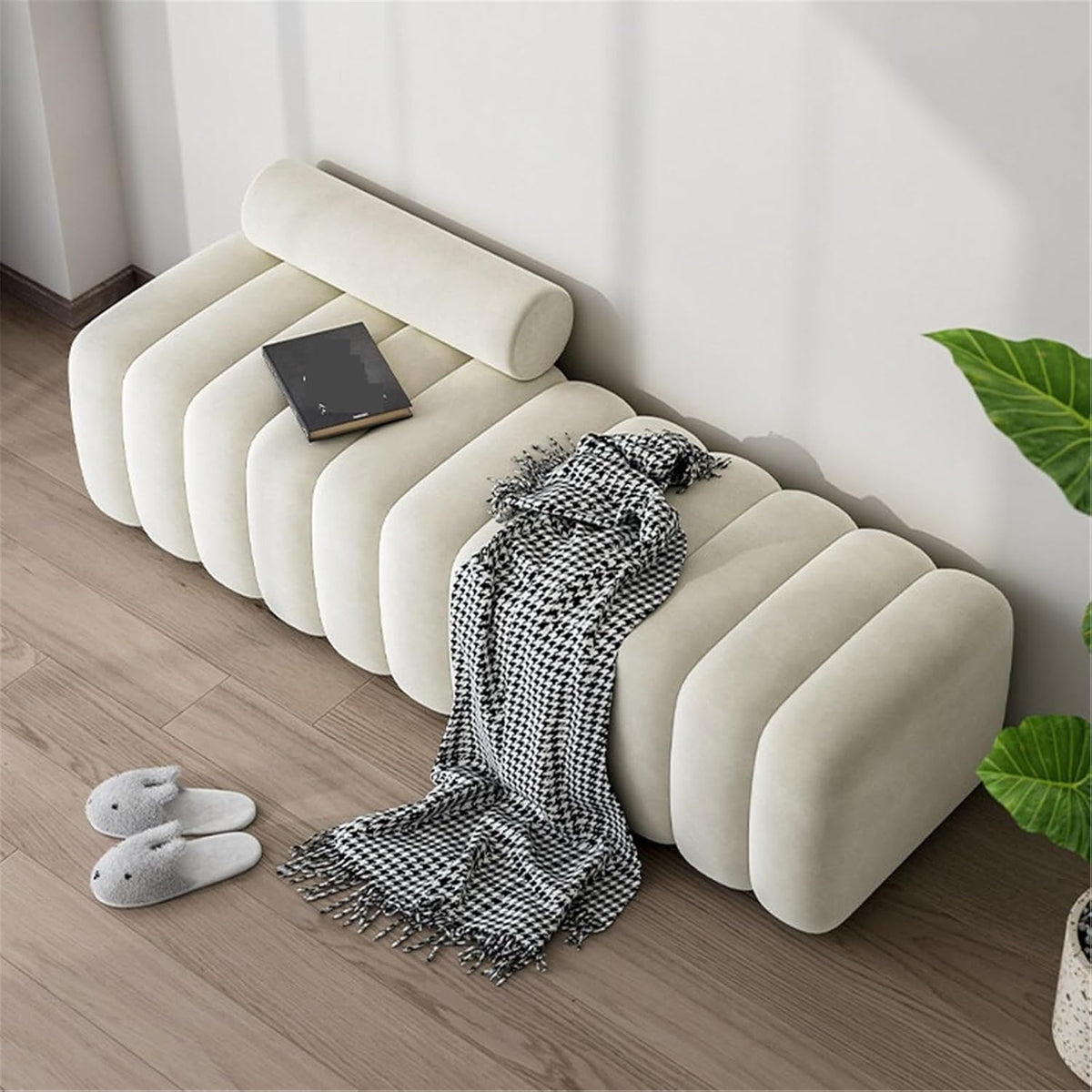 Modern Long Bench with Backrest for Changing Shoes Bedroom Bed end Walk-in Closet Rest Area Entryway(XXXX-Large)
