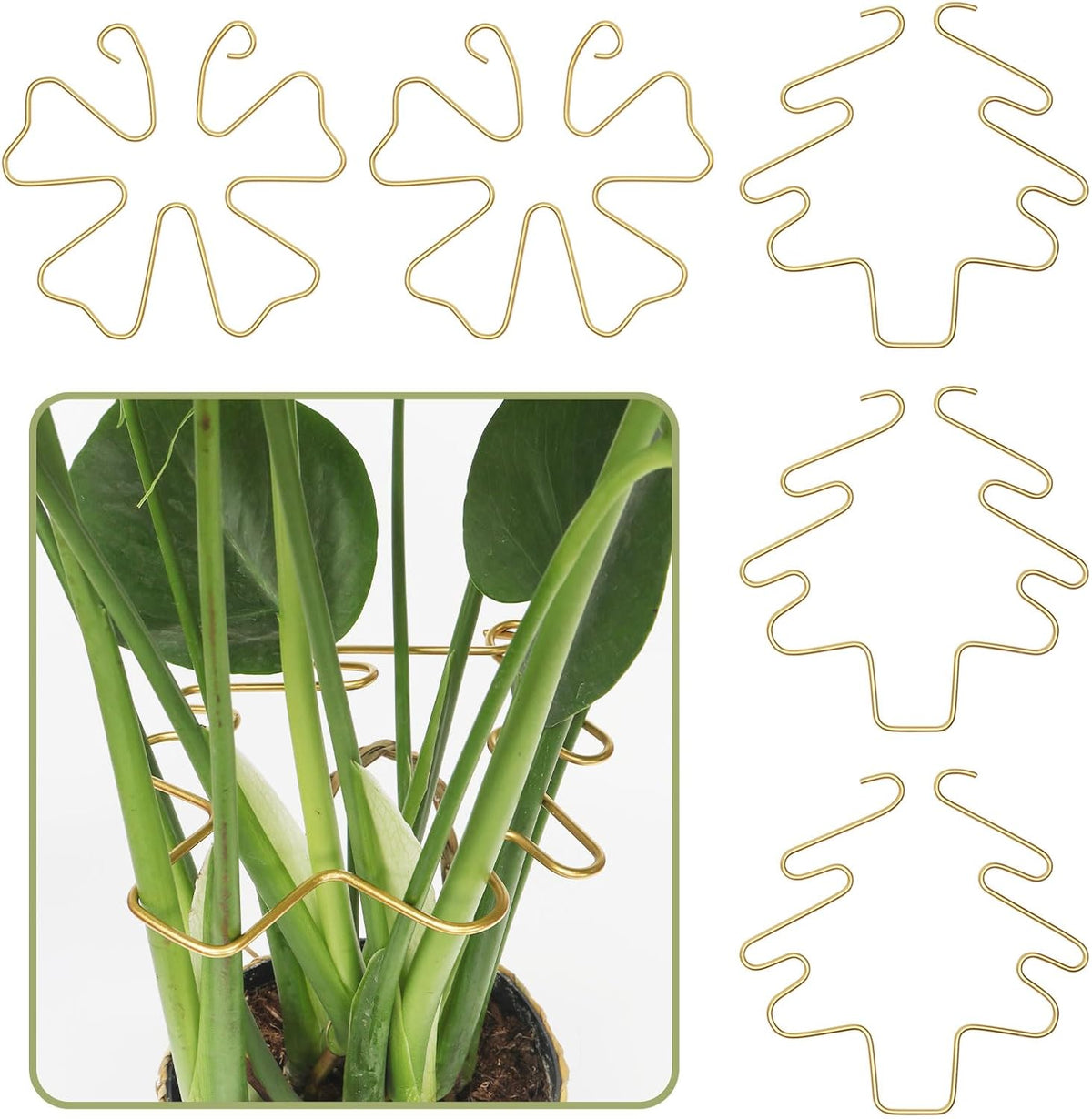 PRETTY JOLLY 5PCS Iron Monstera Plant Support Stakes Premium Plant Stand for Indoor & Outdoor Plants Practical Leaf Holders,Durable Trellis Accessories for Gardening Enthusiasts(Tree+Butterfly)
