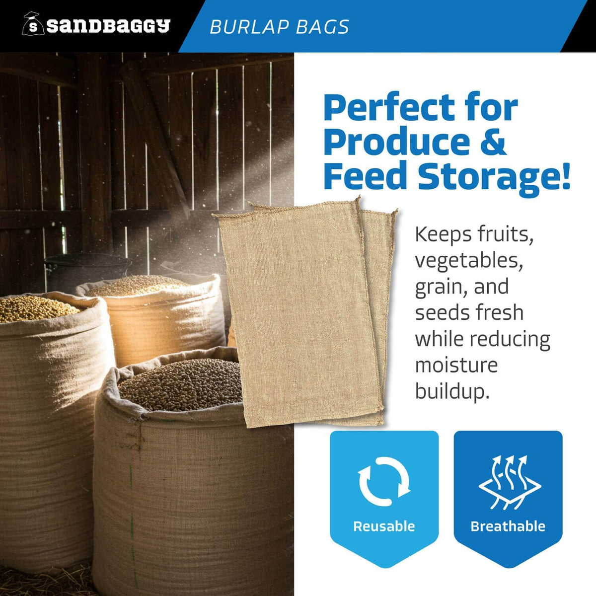 Large Burlap Bags 18" x 30" - Burlap Bags for Planting/Gardening, Plant Covers by Sandbaggy (Pack of 500)