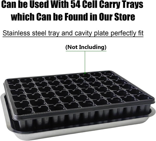 Stainless Metal Trays, Stainless Steel Seed Starter Carry Tray Fit 54 Cell Plug Tray, Nursery Seedling Pots Water Collection Transplantation (11.6 inch×15.2 inch, 1.45" Height, 10-Pack)