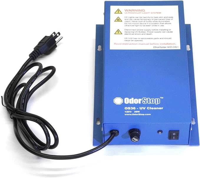 OdorStop OS3612 UV Air Purifier with 12-in Bulbs