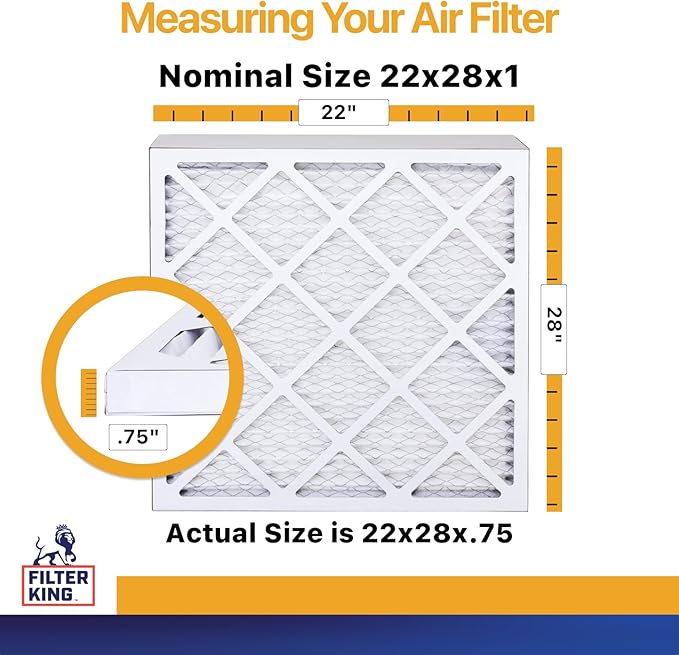 Filter King 22x28x1 Air Filter | 4-PACK | MERV 13 HVAC Pleated A/C Furnace Filters | MADE IN USA | Actual Size: 22 x 28 x .75"