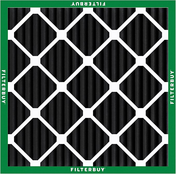 Filterbuy 25x25x1 Air Filter MERV 10 Odor & Allergy Defense with Activated Carbon (3-Pack), Electrostatic Pleated HVAC AC Furnace Filters Replacement, Made in USA (Actual Size: 24.50 x 24.50 x 0.75)