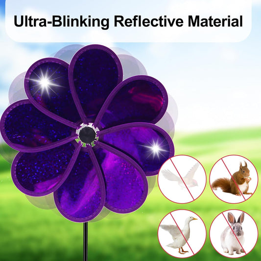 4PCS Flower Wind Spinner Sparkly Lawn Pinwheel 11.8 inch Garden Windmill for Garden, Party, Mardi Gras,Christmas Outdoor, Yard Decor