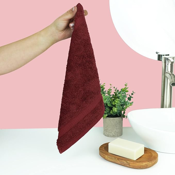 Chakir Turkish Linens | Hotel & Spa Quality 100% Cotton Premium Turkish Towels | Soft & Absorbent (Personalized 3-Piece Towel Set, Cranberry)