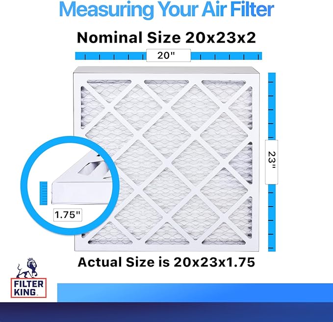 Filter King 20x23x2 Air Filter | 4-PACK | MERV 8 HVAC Pleated A/C Furnace Filters | MADE IN USA | Actual Size: 20 x 23 x 1.75"