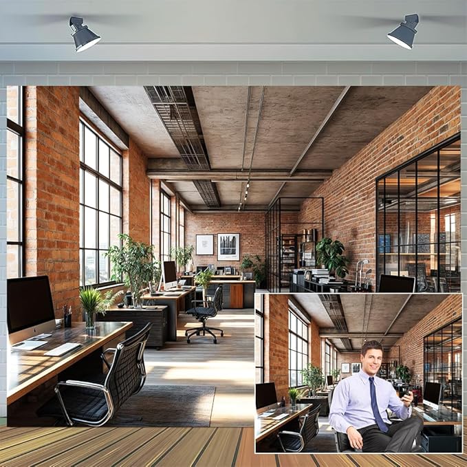 10X8ft Office Video Photo Backdrop Photography Background for Recording Conference, Zoom Home Podcast Backdrops Photo Booth Prop Decorations Wall Decor Tablecloth