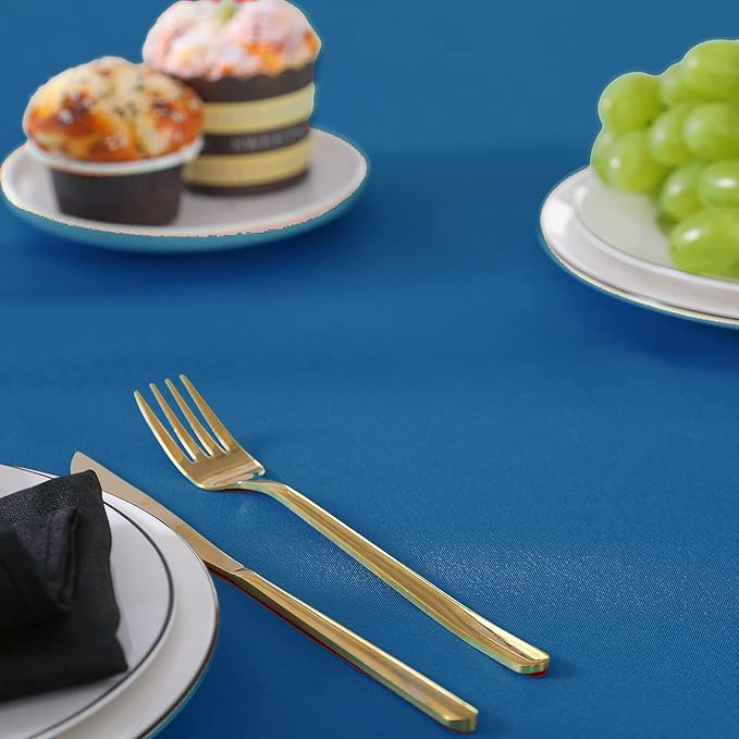 Rectangle Tablecloth 90x132 inch Washable Polyester Fabric Table Cloth for Wedding Party Dining Banquet Decoration(90x132, Mediterranean Blue)