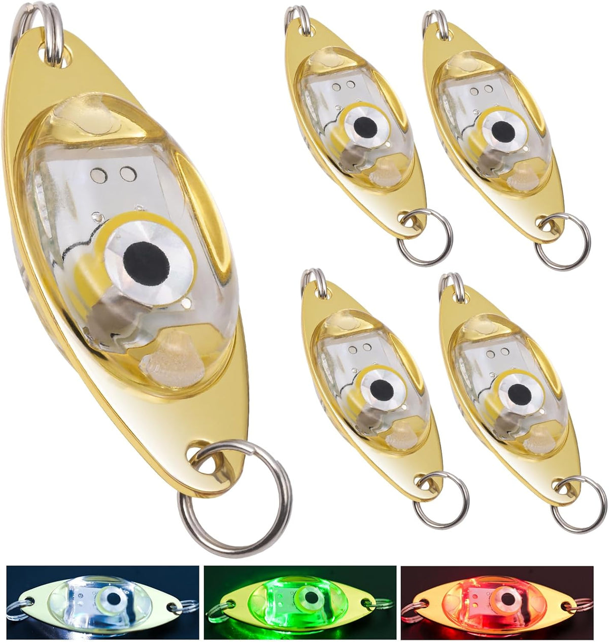 LED Underwater Fishing Lures,LED Lighted Bait Flasher,Deep Drop Fishing Lures,Fish Eye Attractive Light Bait Lure Lamp 5PCS